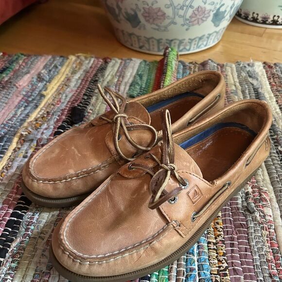 Sperry Top Sider Men's Tan Leather Boat Shoes 9M - Picture 6 of 16